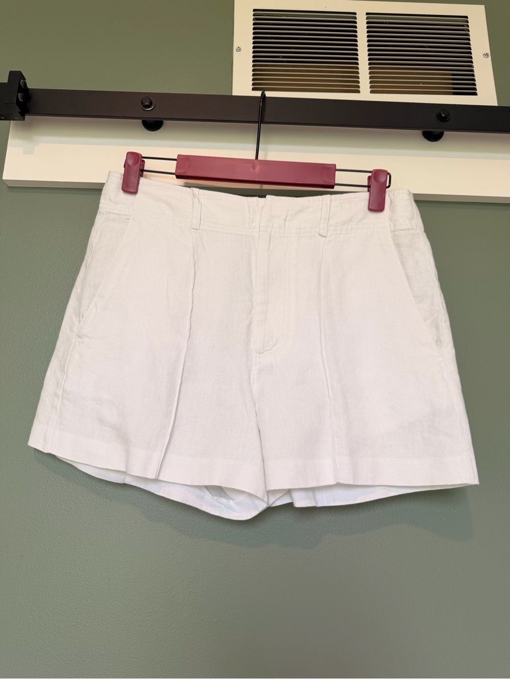 Madewell White High-Waist Linen-Blend Shorts
